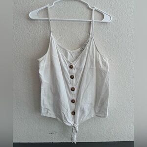 Abercrombie & Fitch White Button Front Tie Hem Cami Tank Size Large Summer Top
